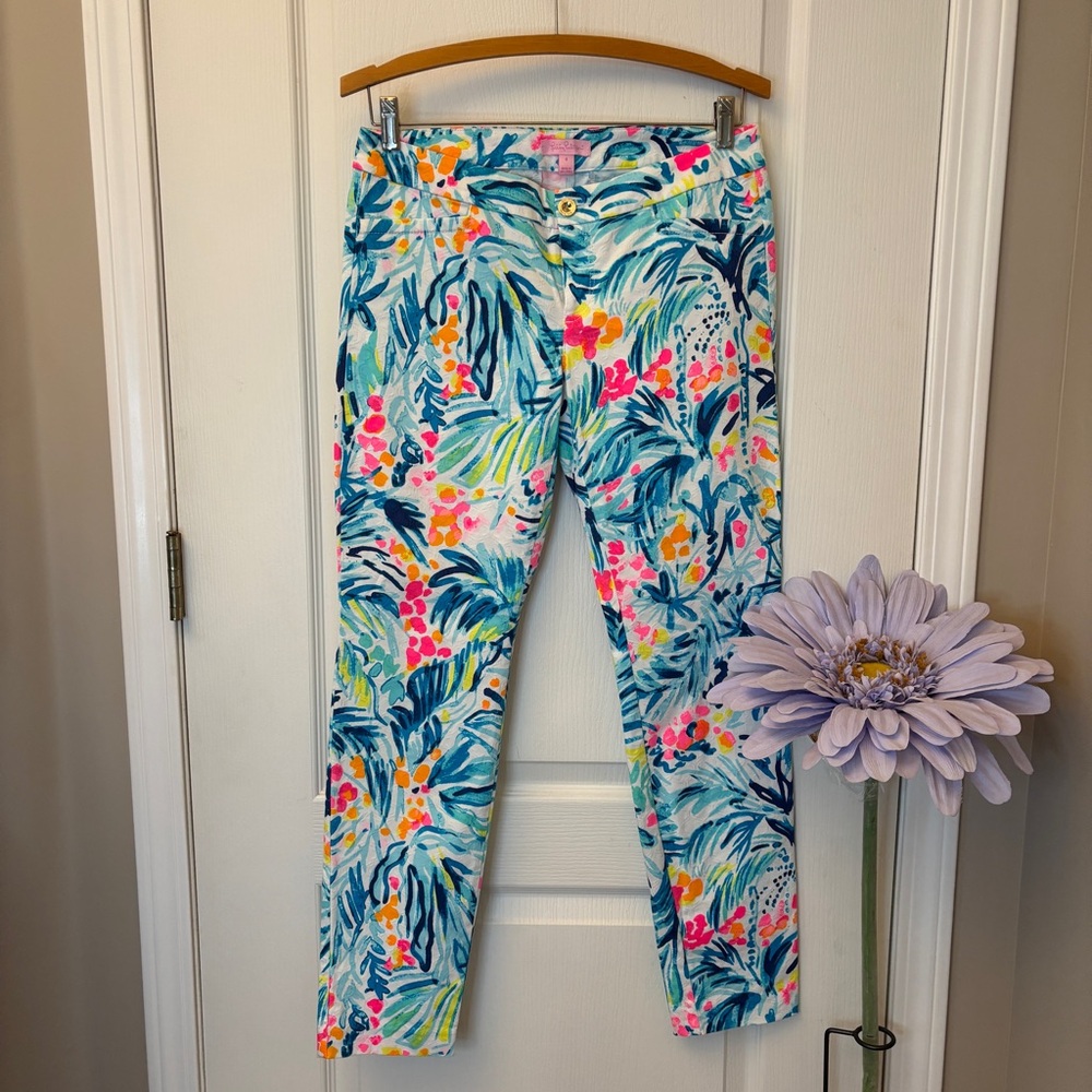 Lilly Pulitzer Kelly Ankle Skinny Pant Serene Blue Tippy Top Size 4